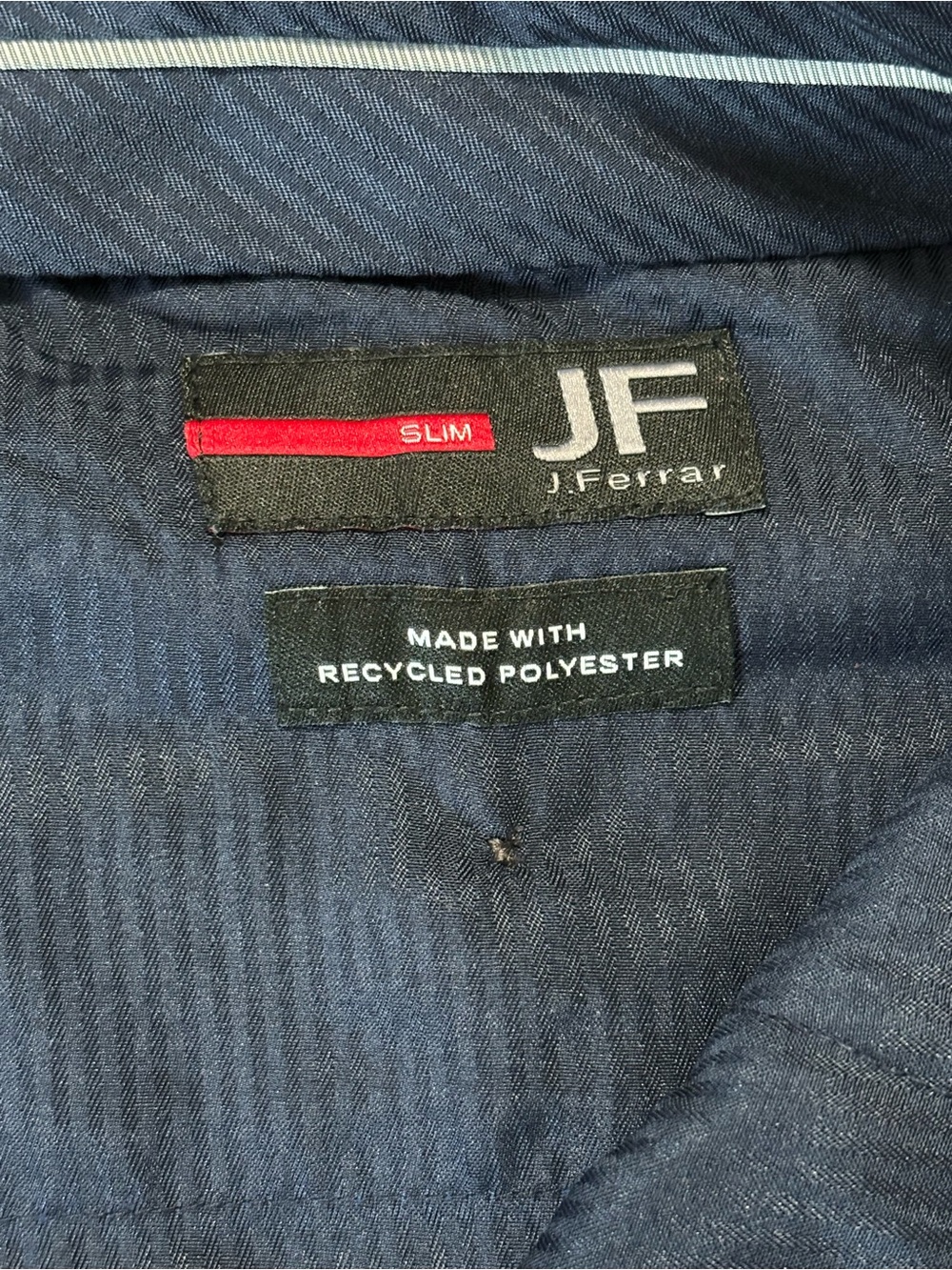 jf j.ferrar Navy Slim Dress Shirt with Red Accent - Picture 3 of 6